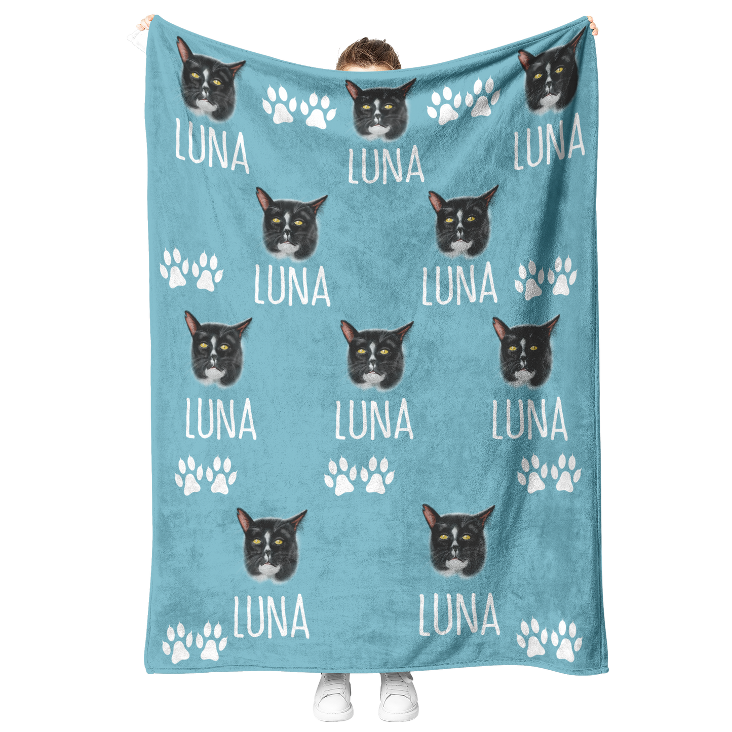 Customized Blanket With Name and Photo of Pet