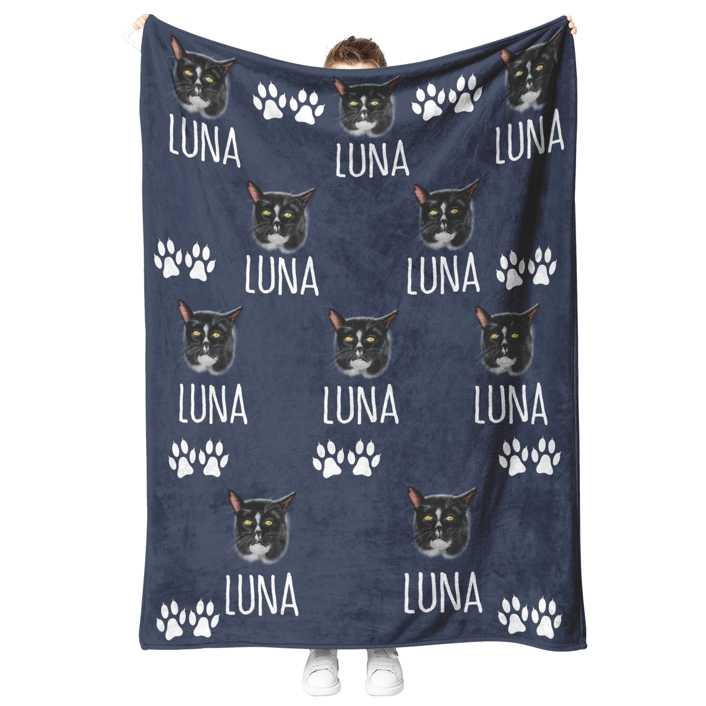 Customized Blanket With Name and Photo of Pet