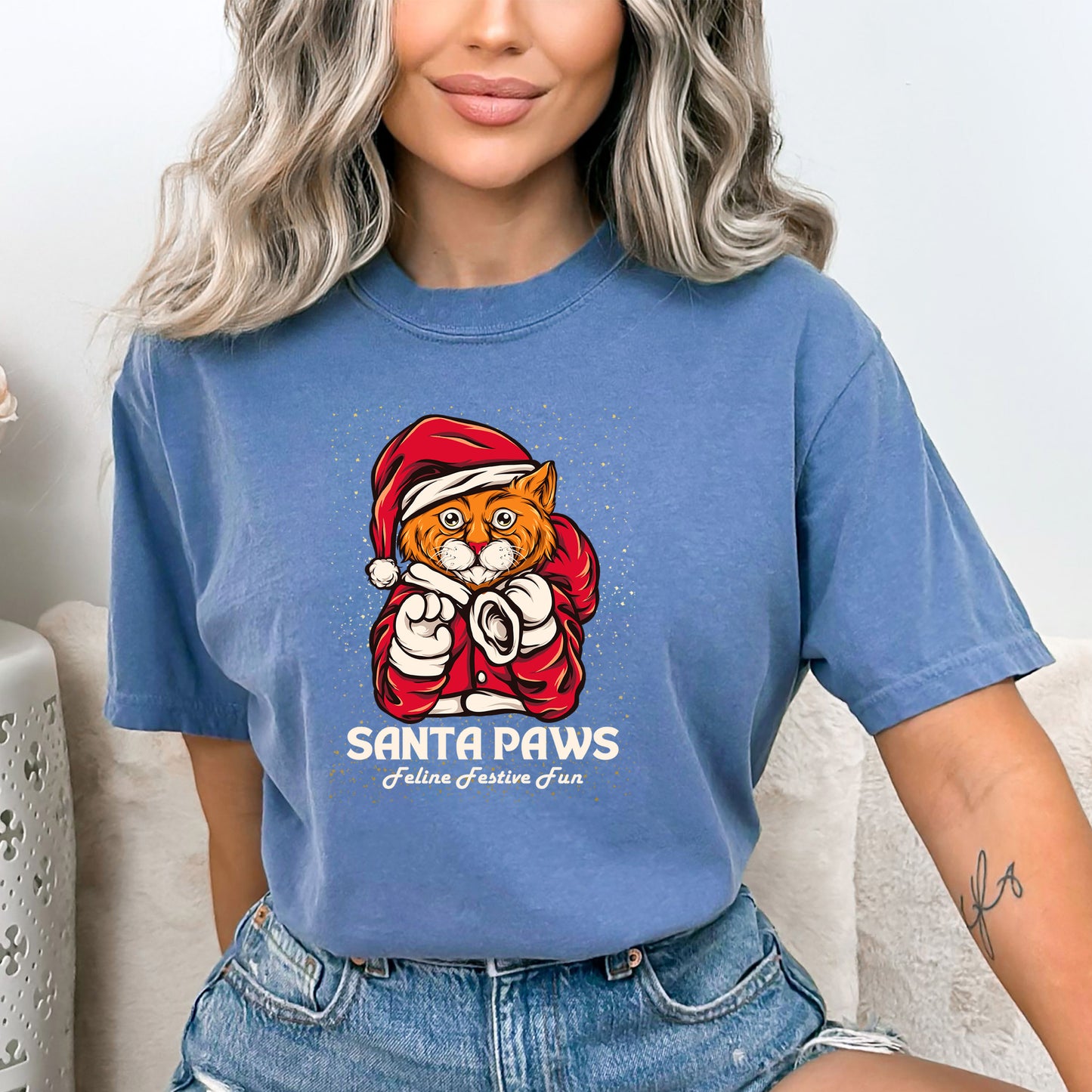 Santa Paws ( Christmas Cat )- Bella canvas