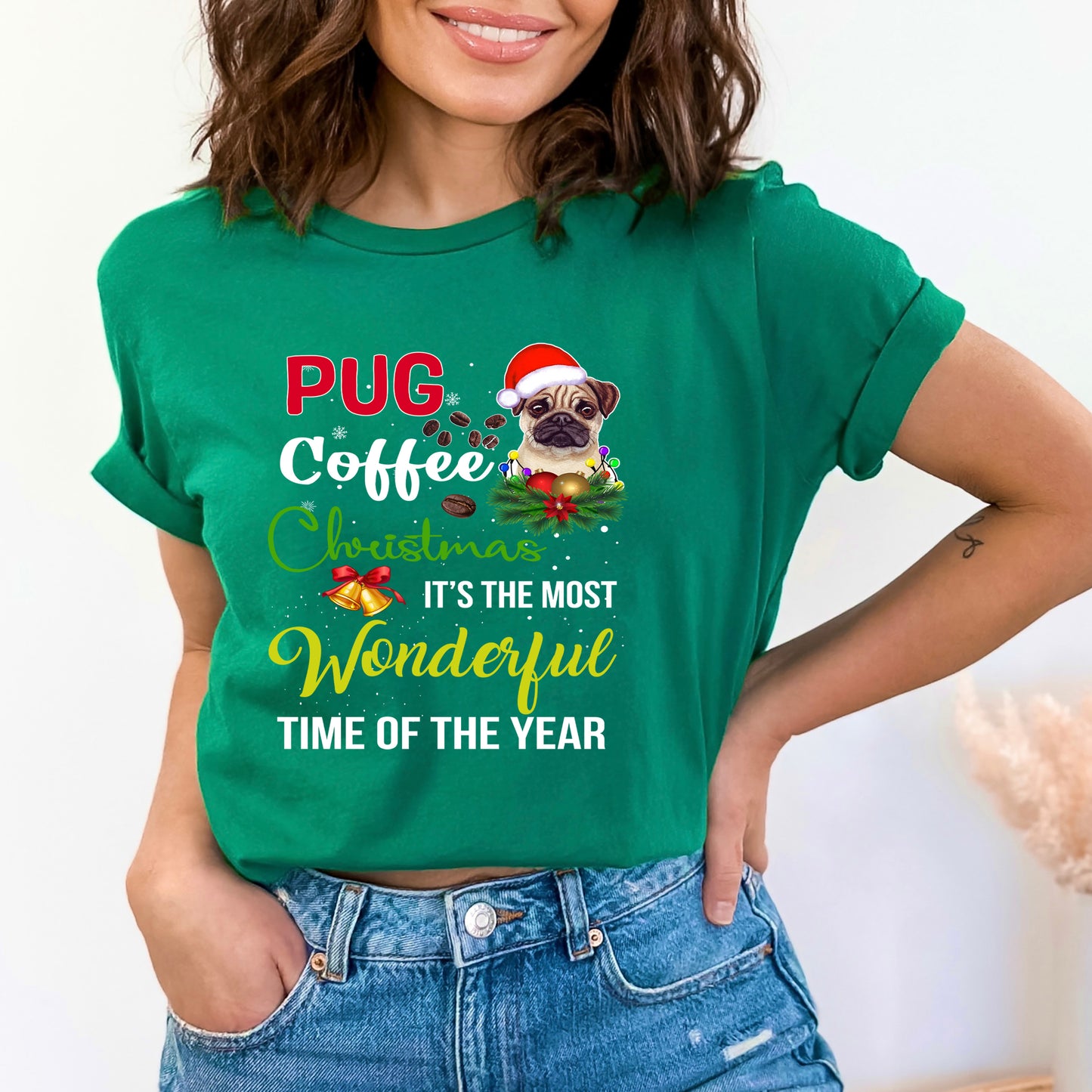 Pug Coffee Christmas - Bella canvas