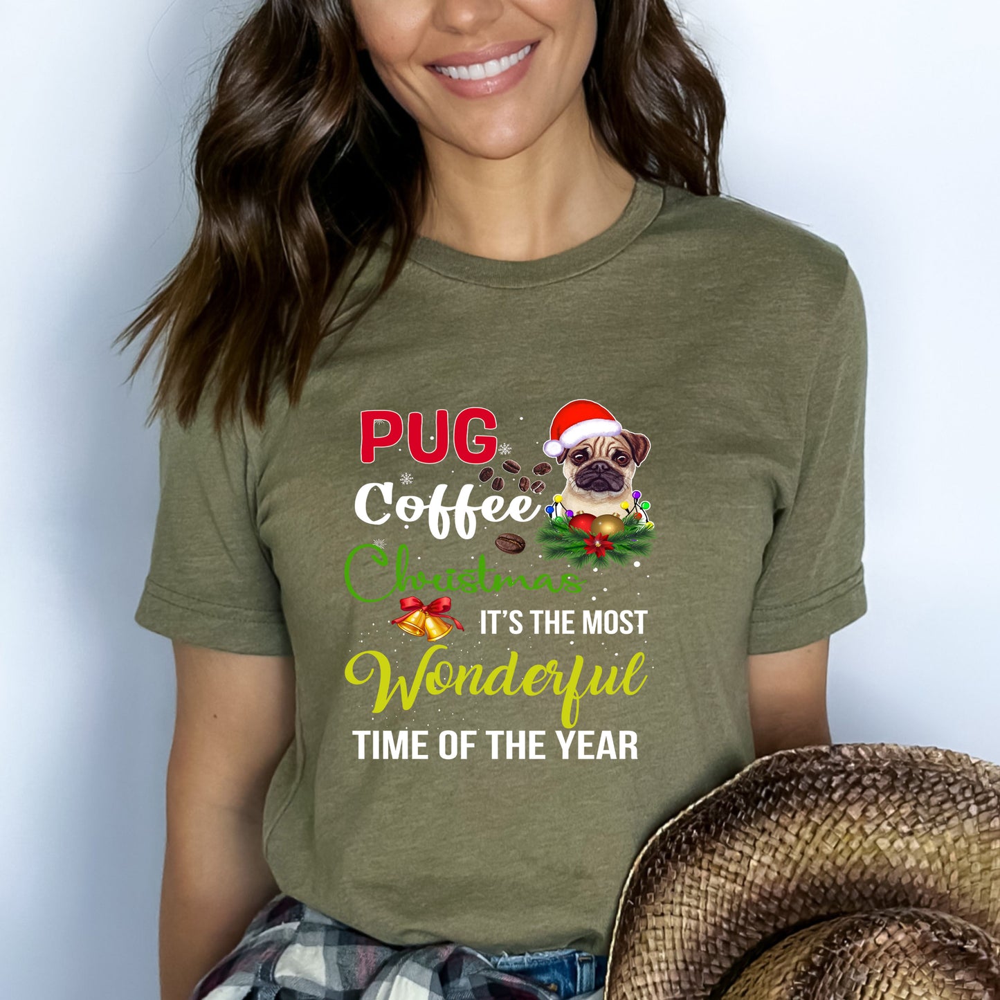 Pug Coffee Christmas - Bella canvas