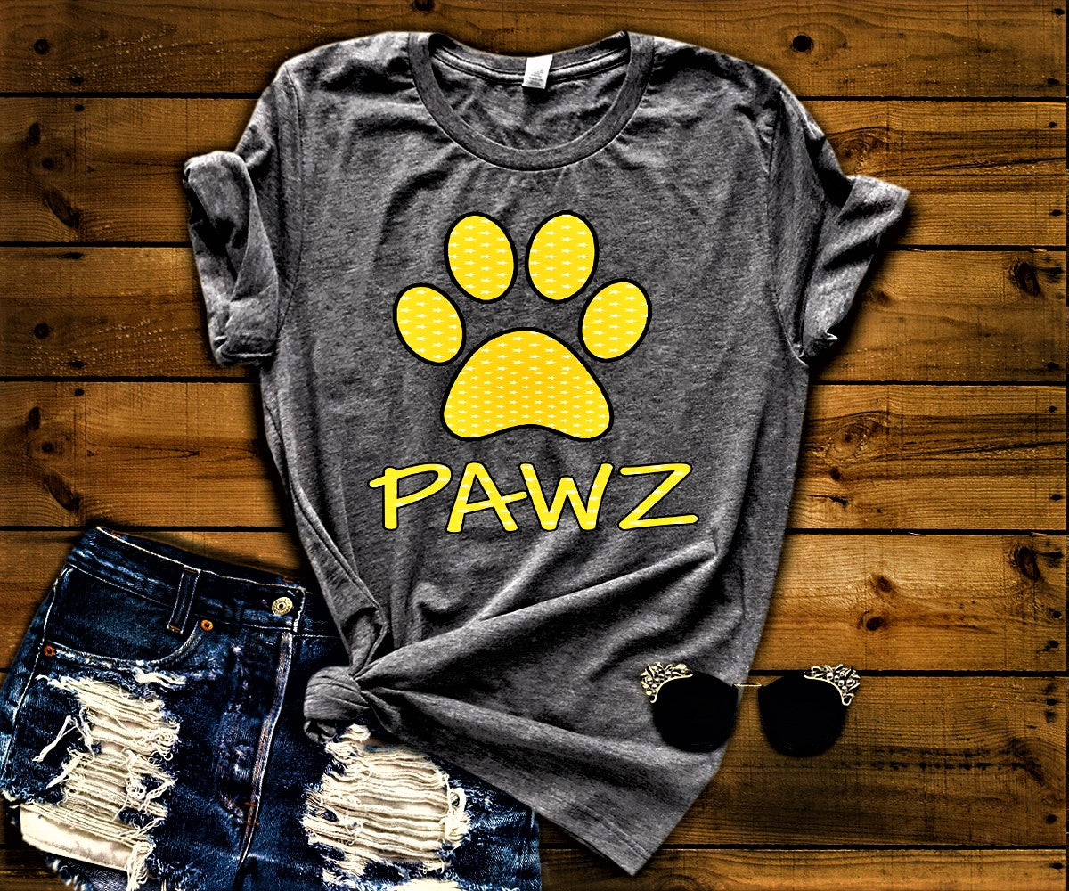 "PAWZ" T-SHIRT- YELLOW DESIGN