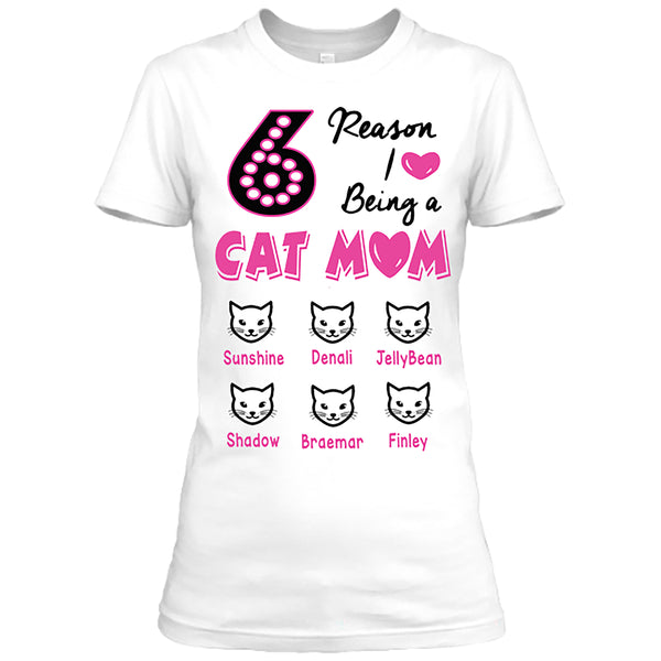 I Love Being a Cat Mom. Custom Shirt with Cats Names on Shirt (70% OFF Today) Most Moms Buy 2-4 Shirts