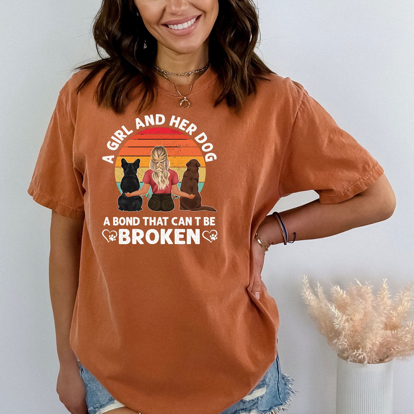 A Girl and her dog a bond that can't broken - Unisex T Shirt