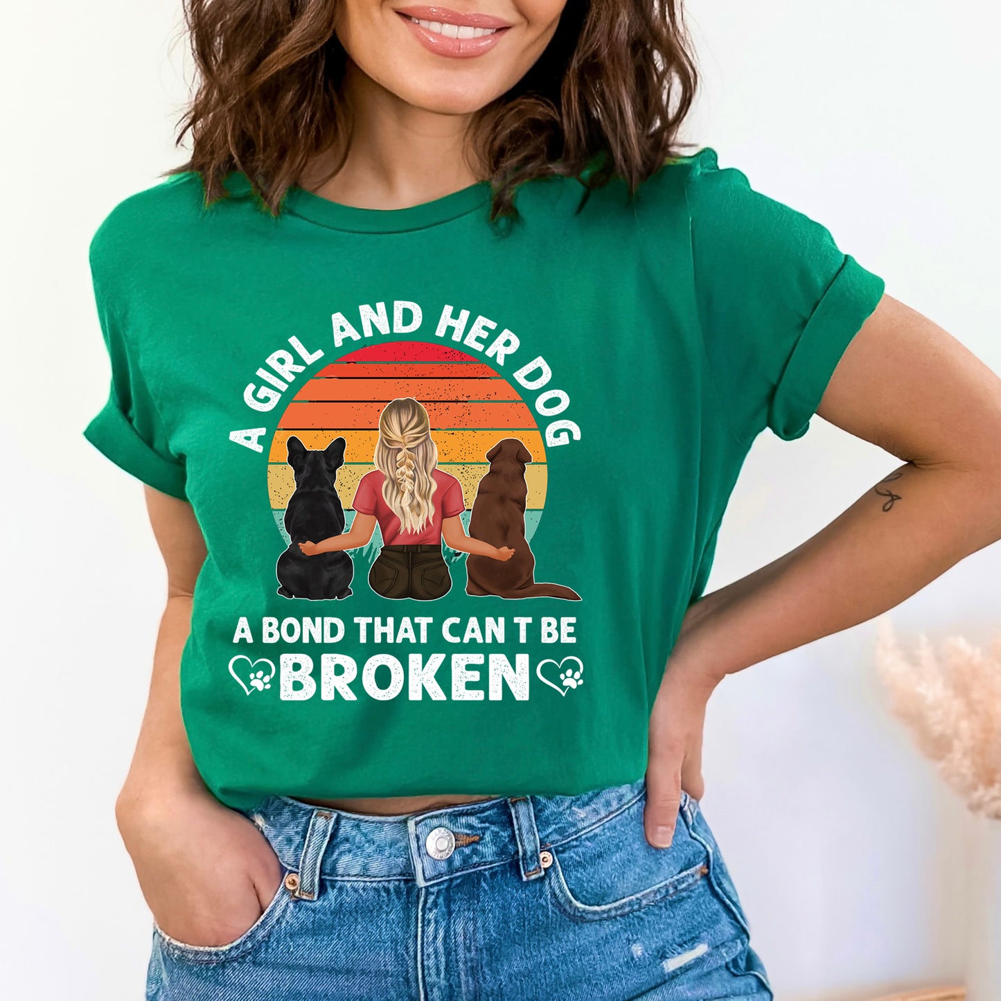 A Girl and her dog a bond that can't broken - Unisex T Shirt