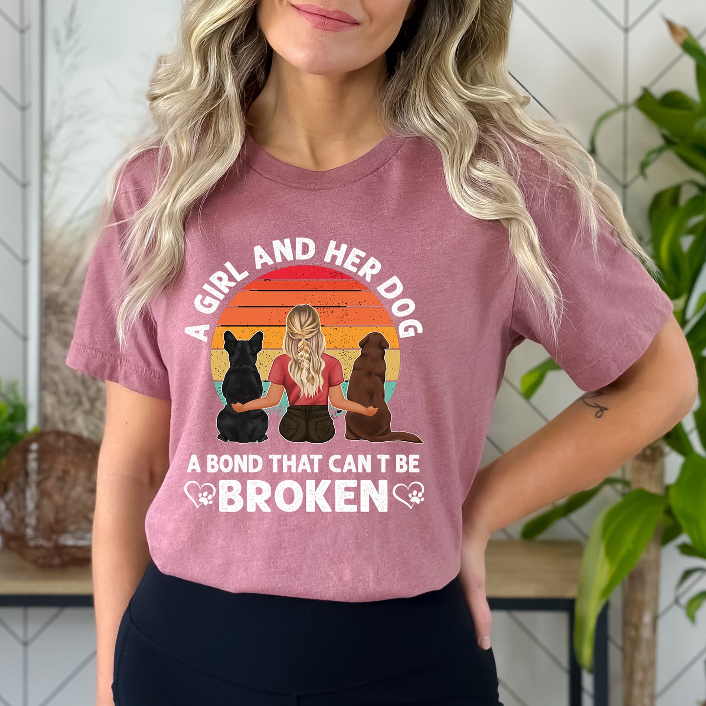 A Girl and her dog a bond that can't broken - Unisex T Shirt