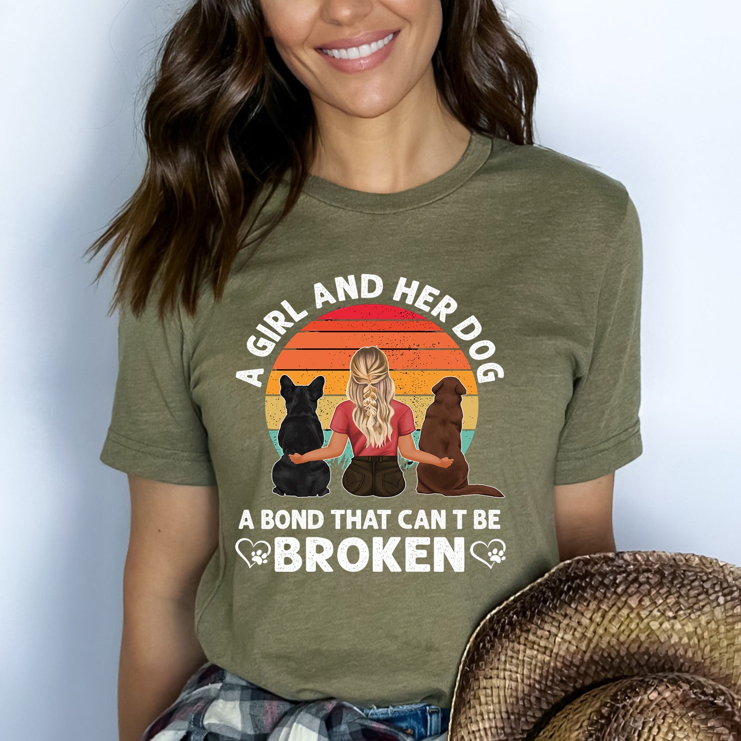 A Girl and her dog a bond that can't broken - Unisex T Shirt