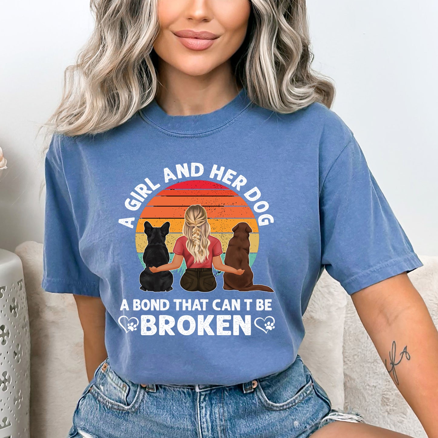 A Girl and her dog a bond that can't broken - Unisex T Shirt