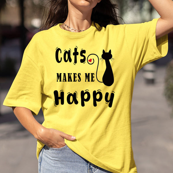 Cats Makes Me Happy  - Bella Canvas