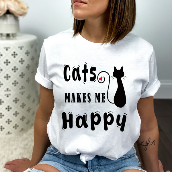 Cats Makes Me Happy  - Bella Canvas