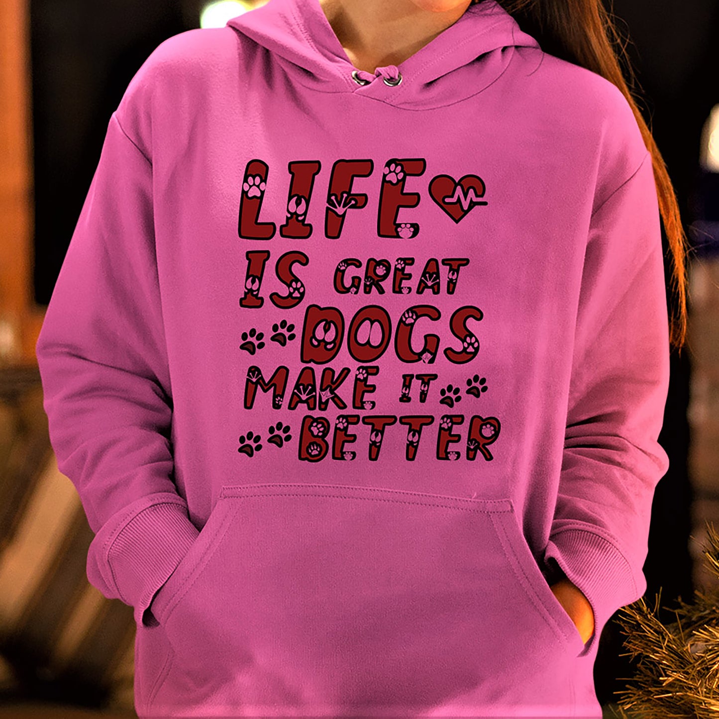 "LIFE IS GREAT" Hoodie and sweatshirt