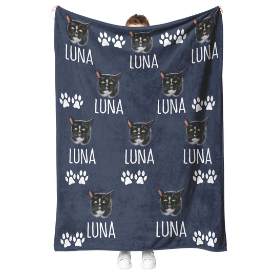 Customized Blanket With Name and Photo of Pet