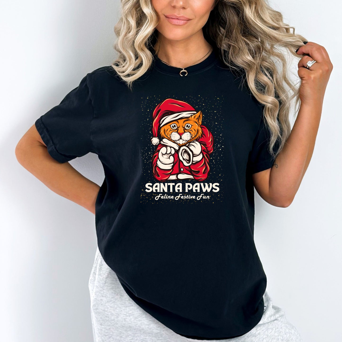 Santa Paws ( Christmas Cat )- Bella canvas