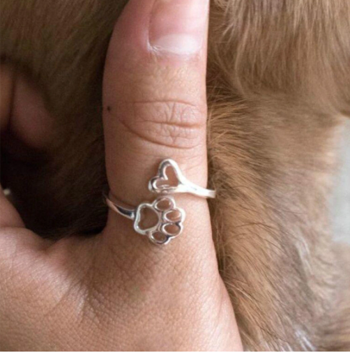 Cute Fashion Dog Paw Print and Heart Shape Ring For Dog Lovers.  Flat Shipping (50% off Today)