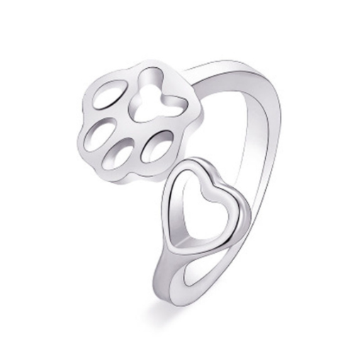 Cute Fashion Dog Paw Print and Heart Shape Ring For Dog Lovers.  Flat Shipping (50% off Today)